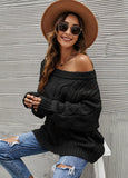 WOMEN LOOSE SOLID COLOR PULLOVER SWEATER