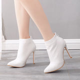 WOMEN WHITE HIGH HEELS BOOTS