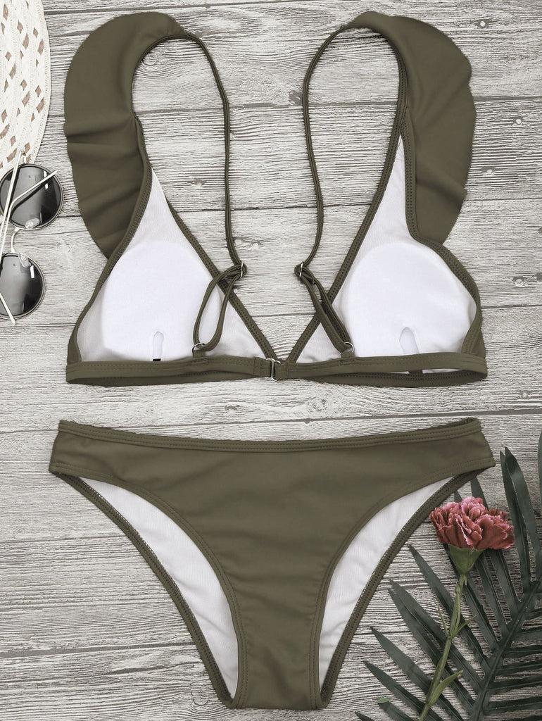 Padded Ruffle Strap Bikini Set – Ncocon