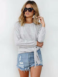 Long Sleeves Knotted Sweatshirts