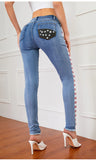 SLIM-FIT STITCHING COLOR MATCHING PENCIL PANTS