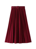 ELASTIC WAIST LONG VERSATILE PLEATED SKIRT