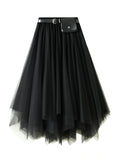 WOMEN IRREGULAR SKIRT WITH BELT