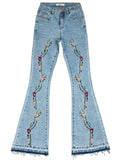 WIDE-LEG PANTS EMBROIDERED HORN JEANS