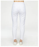 STRAIGHT PANTS WORN SPLICED WHITE JEANS