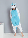 BLUE  UNICORN COSTUME WINTER WARM SLEEPWEAR