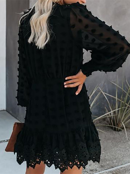 Slim Party Mini Black Short Dress Women Long Puff Sleeve Dresses – Ncocon