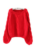 Women Sweaters And Pullovers Lantern Sleeve Short Sweater