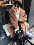 Stunning Solid Lapel Fuzzy Coat