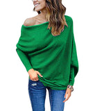 Women's Off Shoulder Batwing Sleeve Loose Pullover Sweater Knit Jumper Oversized Tunics Top