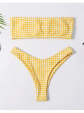 Yellow High Rise Bandeau Bikini Set