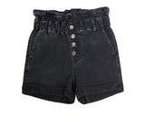 BLACK WIDE-LEGGED DENIM SHORTS