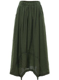 Slim Fit Elastic Waist Tea-Length Skirt Irregular Skirt