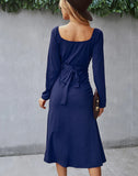 SOLID COLOR BOTTOMING ROMANTIC DRESS