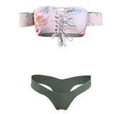 Off Shoulder High Leg Flower Bikini Set