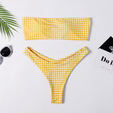 Yellow High Rise Bandeau Bikini Set