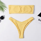 Yellow High Rise Bandeau Bikini Set