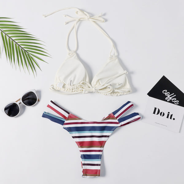 Sexy Striped Halter Bikini Set – Ncocon