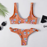 Front Knotted Floral Braided Bikini Set