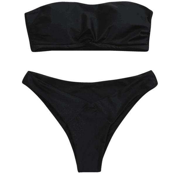 Simple Knotted Bandeau Bikini Set – Ncocon