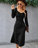 SOLID COLOR BOTTOMING ROMANTIC DRESS