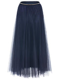  A-Shaped Gauze Skirt Tea-Length Dress