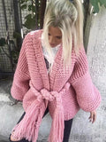 Modern Knitting Bandage Long Sleeves Cardigan Tops