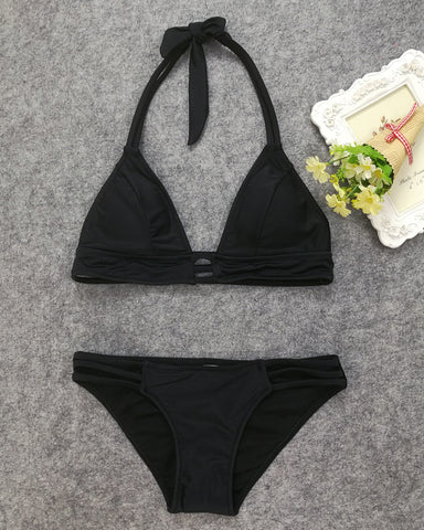 Plunge Padded String Bikini Set