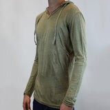 Hooded Solid Color Basic Casual Drawstring Long Sleeve Slim Fit T-Shirt