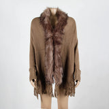 FRINGED CAPE SHAWL CAPE CARDIGAN SWEATER