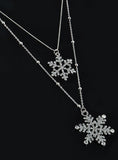 Gold Rhinestone Snowflake Pendant Long Chian Necklace