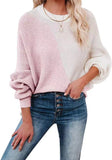 autumn and winter bat sleeve new color matching round collar sweater pullover women's sweater