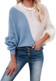 autumn and winter bat sleeve new color matching round collar sweater pullover women's sweater