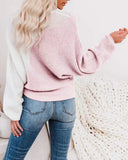 autumn and winter bat sleeve new color matching round collar sweater pullover women's sweater