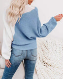 autumn and winter bat sleeve new color matching round collar sweater pullover women's sweater