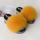 orange high-heeled summer ladies fashion new plush slippers