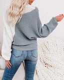 autumn and winter bat sleeve new color matching round collar sweater pullover women's sweater