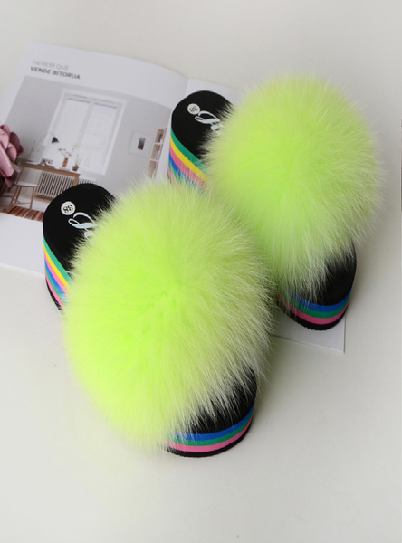 green high-heeled summer ladies fashion new plush slippers