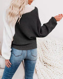 autumn and winter bat sleeve new color matching round collar sweater pullover women's sweater