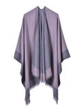 SCARF DUAL-PURPOSE MONOCHROME FRINGED SHAWL