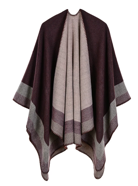 JACQUARD BORDER GOMETRIC SHAWL CAPE CLOAK – Ncocon