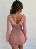 LONG SLEEVE SLIM ELASTIC BODYCON BANDAGE DRESS