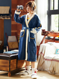 TWO-PIECE SUIT LONG BATHROBE FLEECE NIGHTGOWN SLING NIGHTDRESS