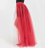 Women Burgundy Tulle Tutu Skirt Over Skirt