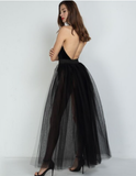 Women Black Tulle Tutu Skirt Over Skirt