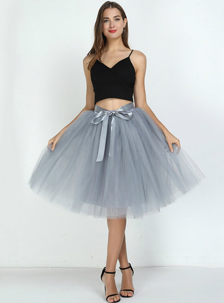 Gray 7 Layers Tulle Tutu Skirt