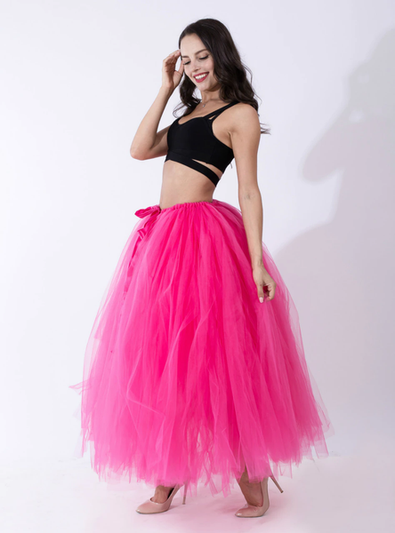 Fuchsia Tulle Long Tutu Skirt