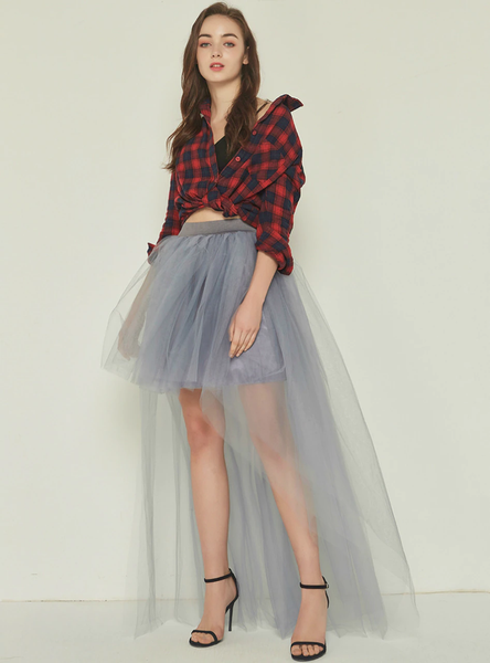 Gray Swallowtail Gauze Hi Lo Tutu Skirt