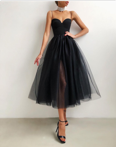 Plain Sheer Mesh Evening Dress