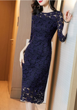 New Spring And Autumn Goddess Temperament All-match Lace Dress